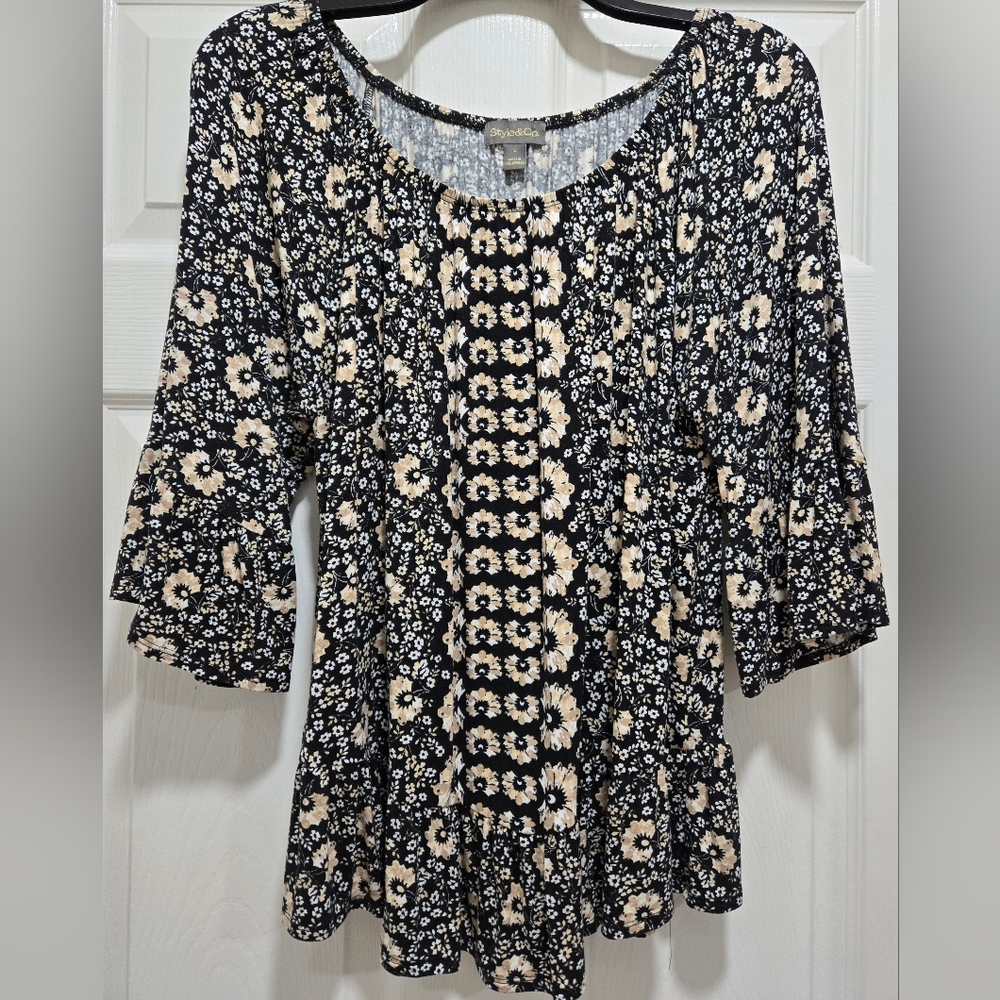 Clothes~Style & Co~ 3/4 Sleeve Top, Blouse, Shirt. EUC! CUTE! Sz L, Large
